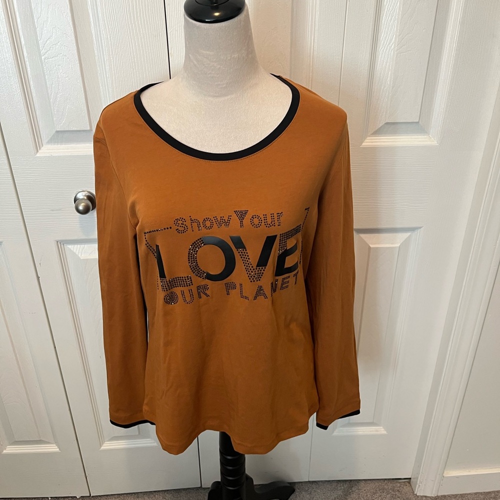 Dolcezza size L Women's Brown Long Sleeve Top